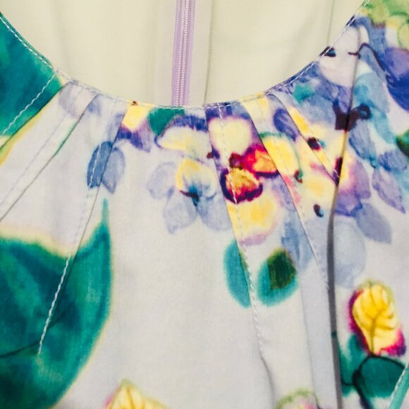 BluMarine Dress Italian Designer Floral Pleats Cotton Lined Women’s Size 42 US 6 - Picture 2 of 16